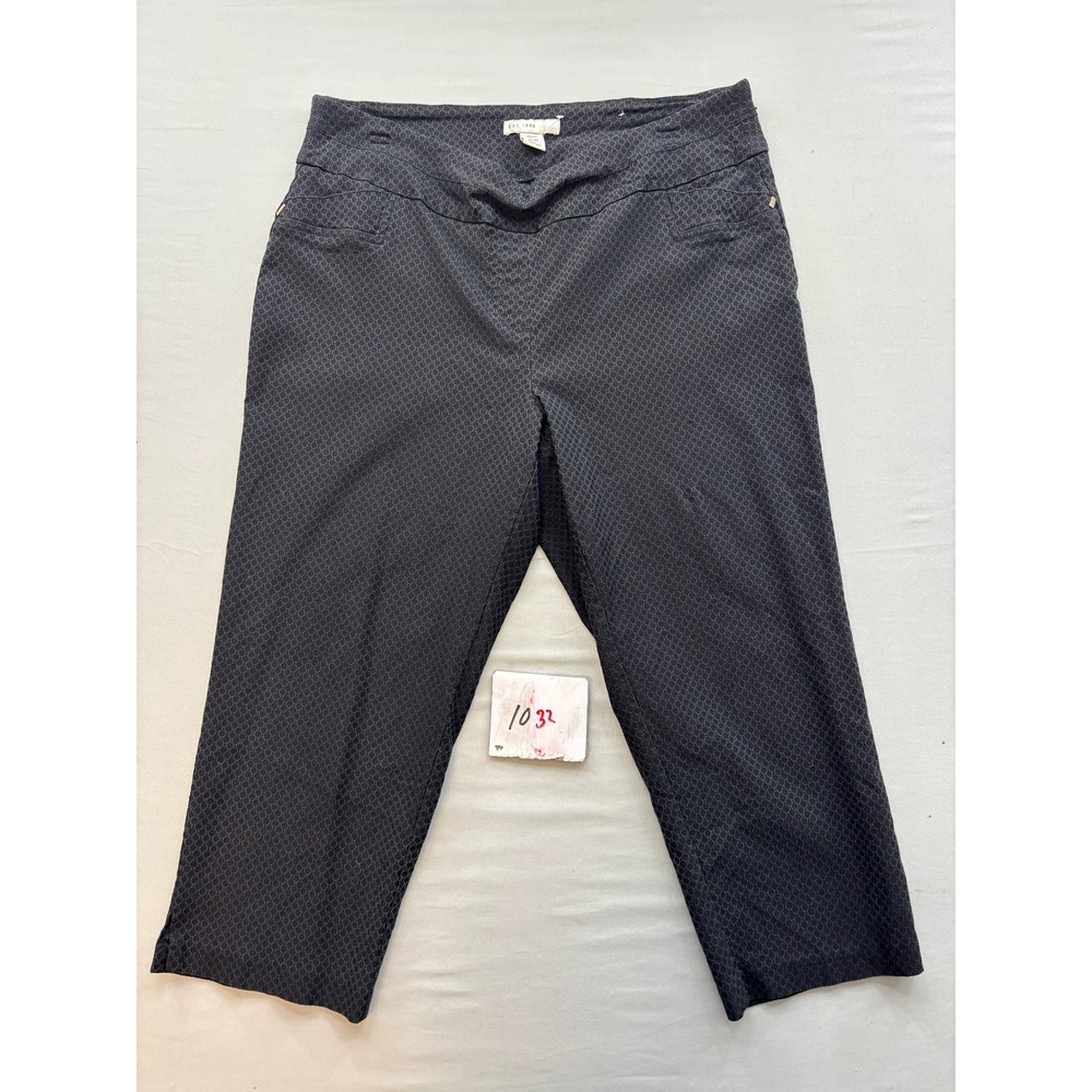 EST. 1946 Classic Cropped Pants 16W Black Grey Honeycomb Geometric Pull On